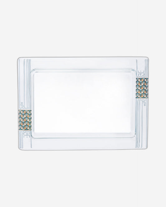 Dimlaj Asala Large Rectangular Serving Plate (Gold & Green)