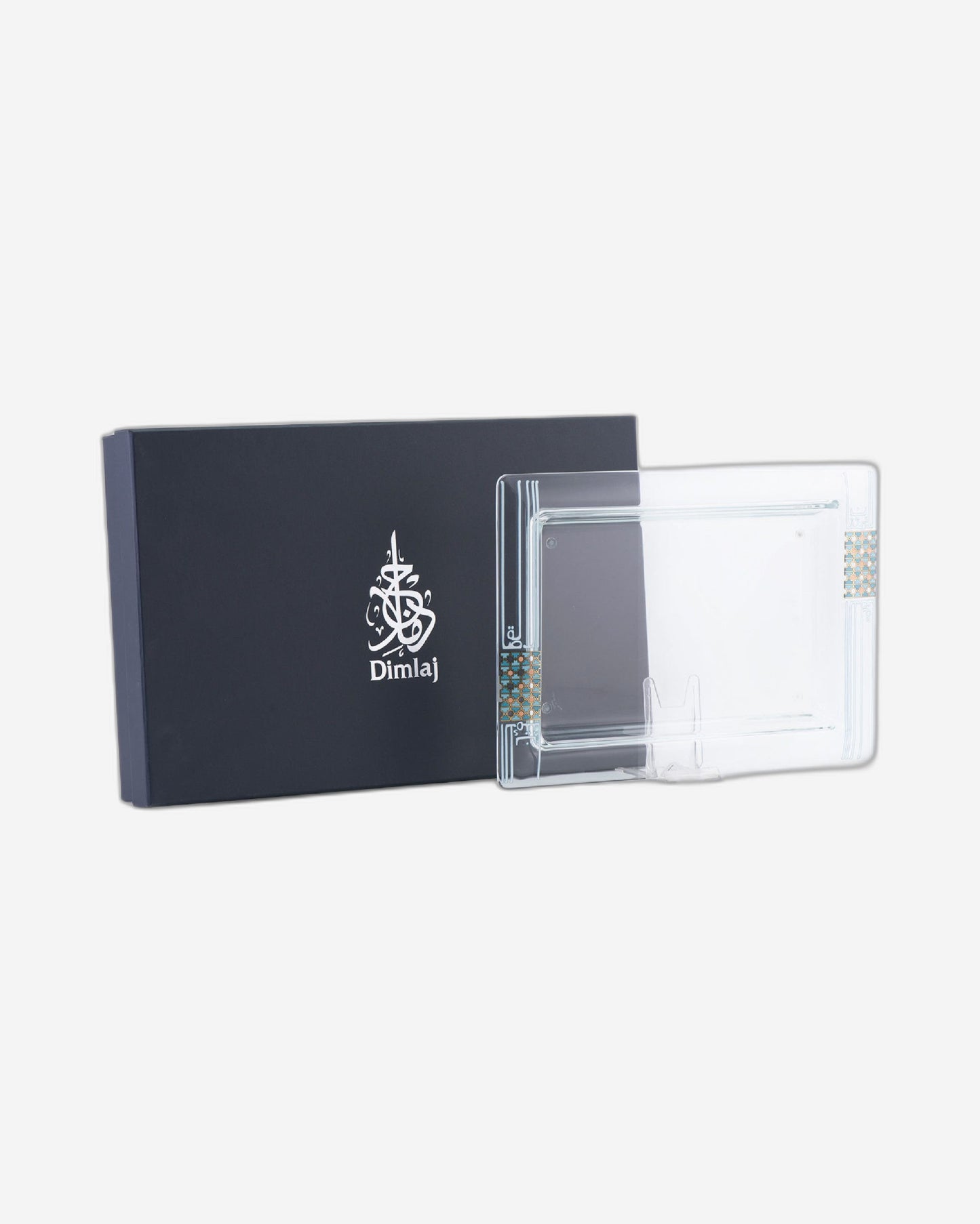 Dimlaj Asala Serving Plate Rectangular Large Gold & Green