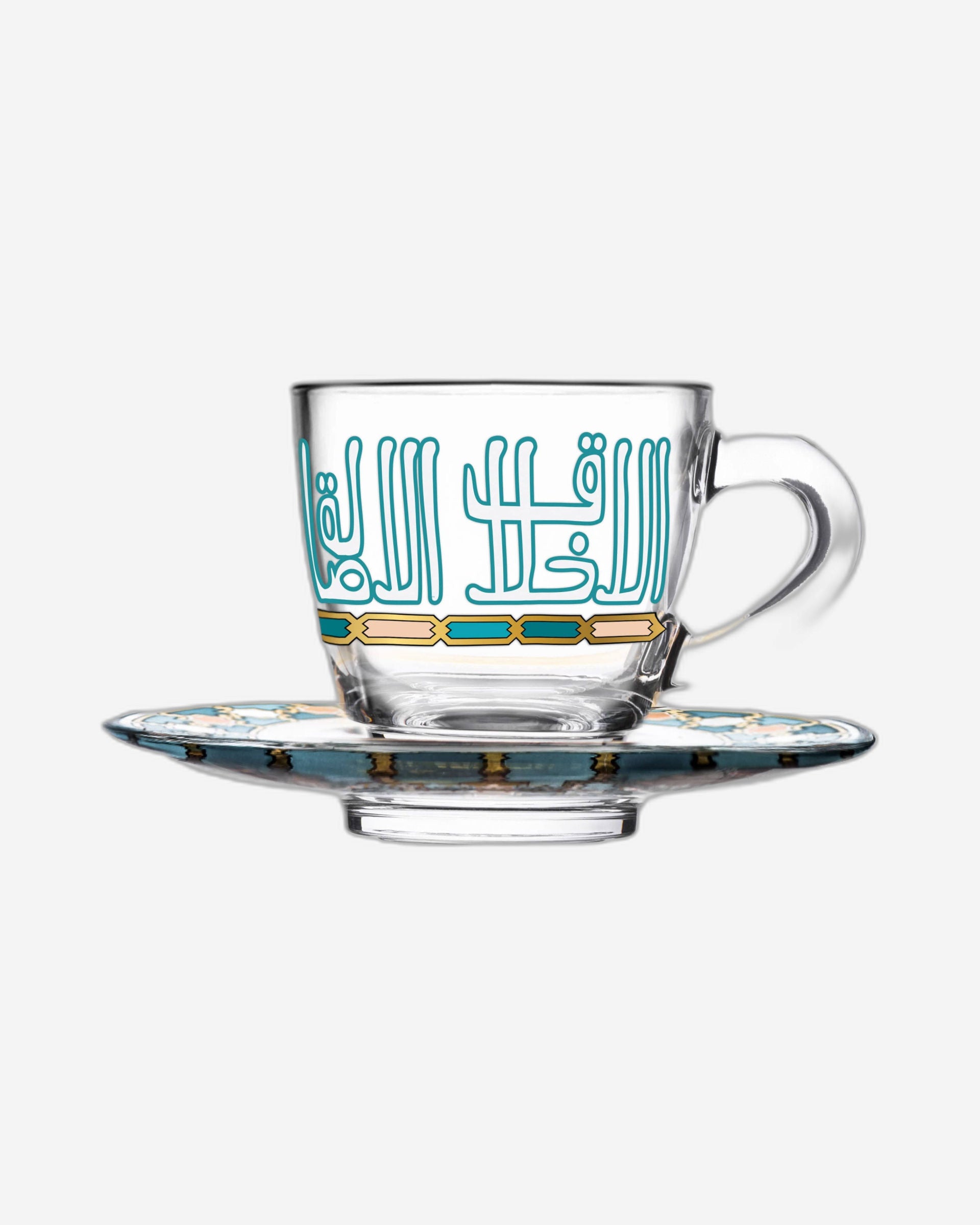 Dimlaj Asala Set of 6 Pcs Coffee Cups and Saucers (Gold & Green)