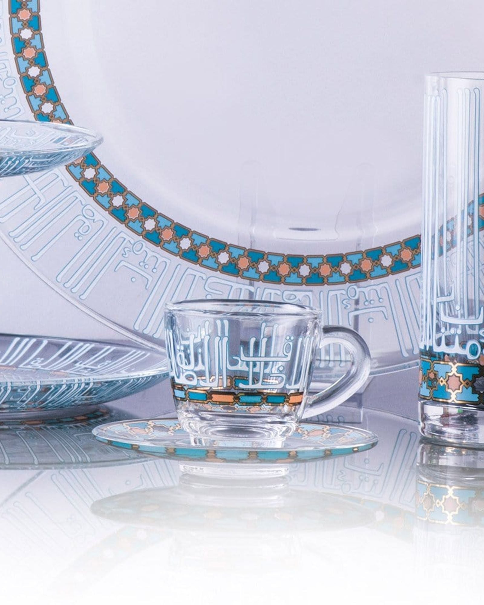 Dimlaj Asala Set of 6 Pcs Coffee Cups and Saucers (Gold & Green)