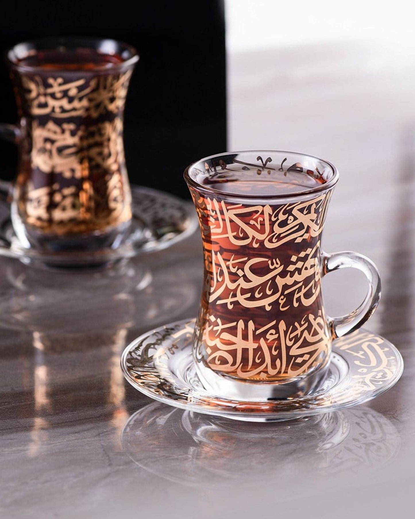 Dimlaj Kareem Tea Istikanas & Saucers 6Pc Gold