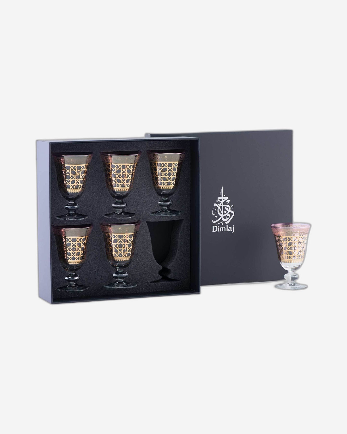 Dimlaj Cordoba Goblet Stems 6Pc Gold & Pink