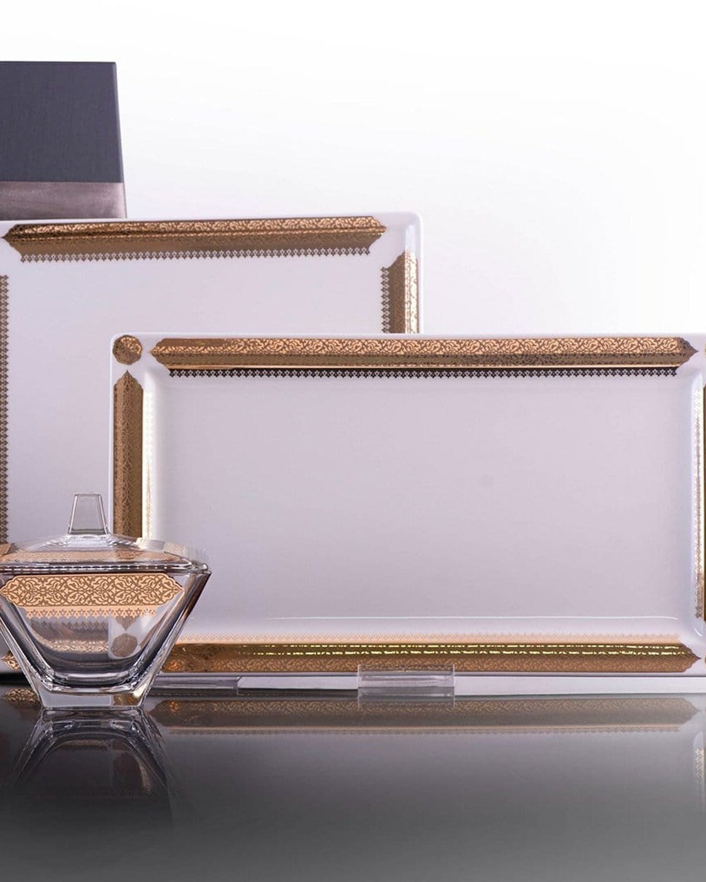 Dimlaj Cordoba Serving Plate Rectangular Large Gold