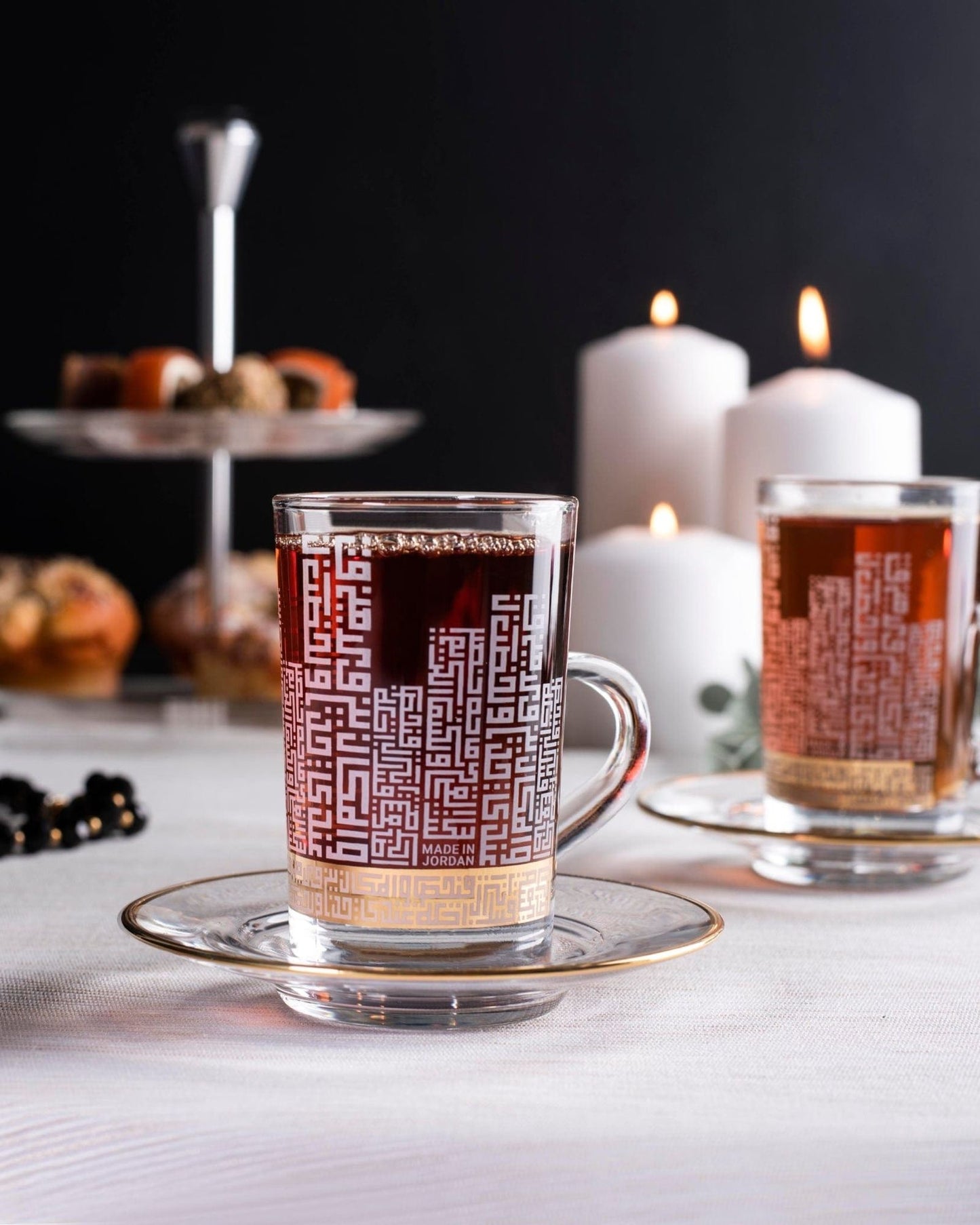 Dimlaj Abraj Tea Cups & Saucers 6Pc Gold