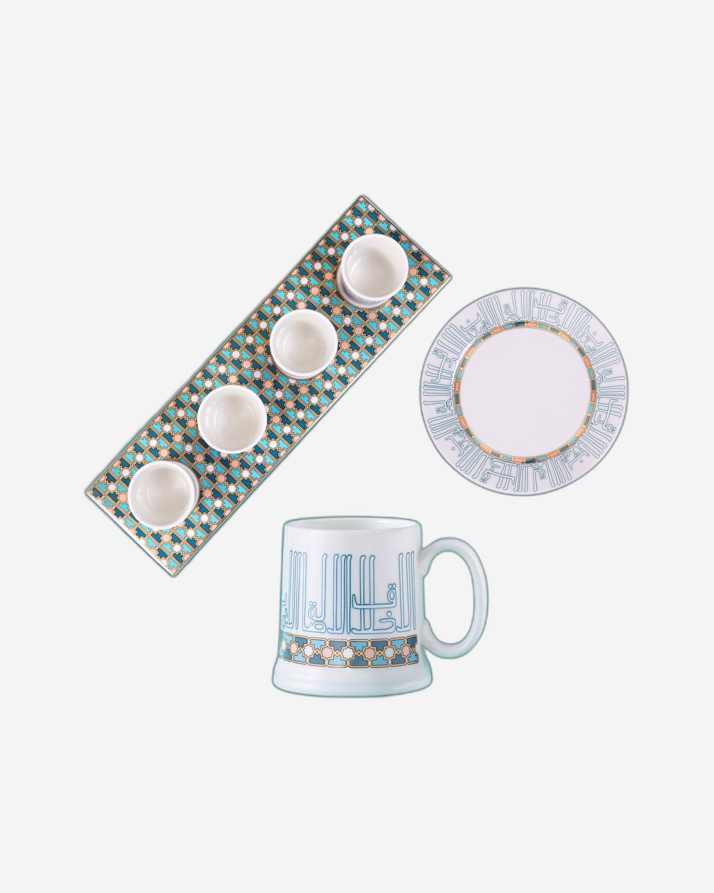 Dimlaj Asala Plates 6Pc Gold & Green