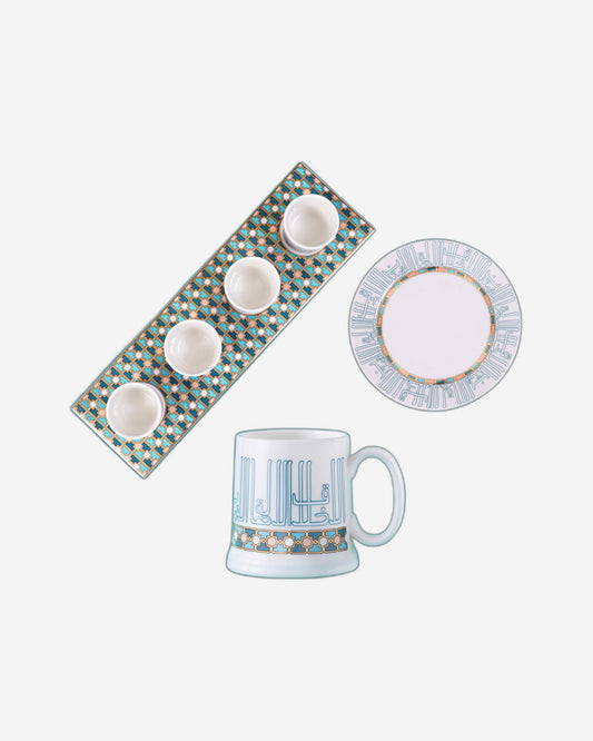 Dimlaj Asala Set of 6 Pcs Porcelain Plates (Gold & Green)