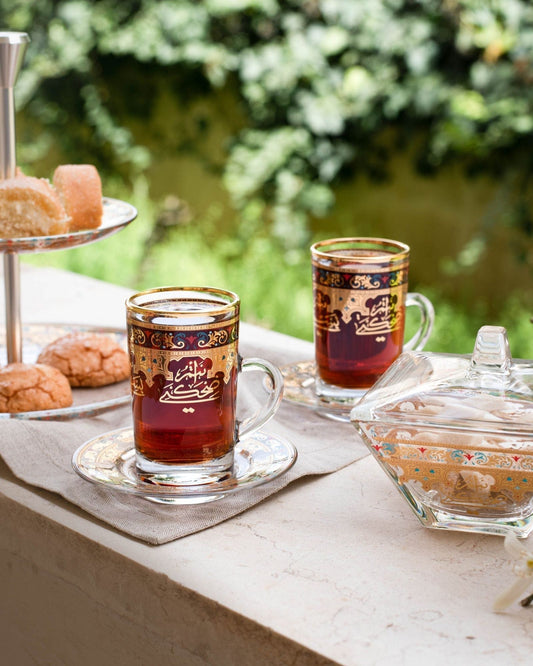 Dimlaj Suroor Set of 6 Pcs Tea Cups and Saucers (Gold)