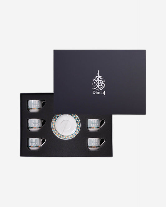 Dimlaj Asala Turkish Coffee Cups Large Gold & Green