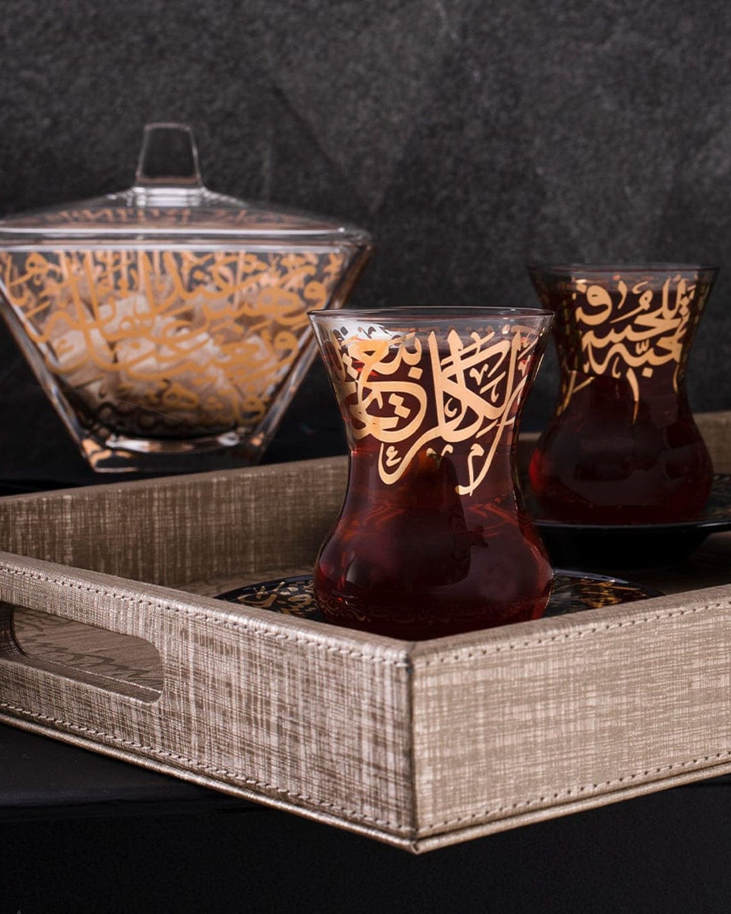 Dimlaj Kareem Tea Cups & Saucers 6Pc Gold
