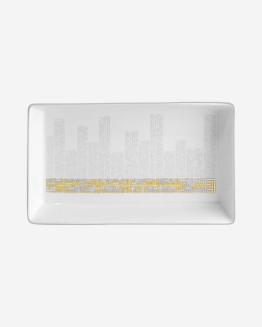 Dimlaj Abraj Set of 2 Pcs Medium Rectangle Plate (Gold)