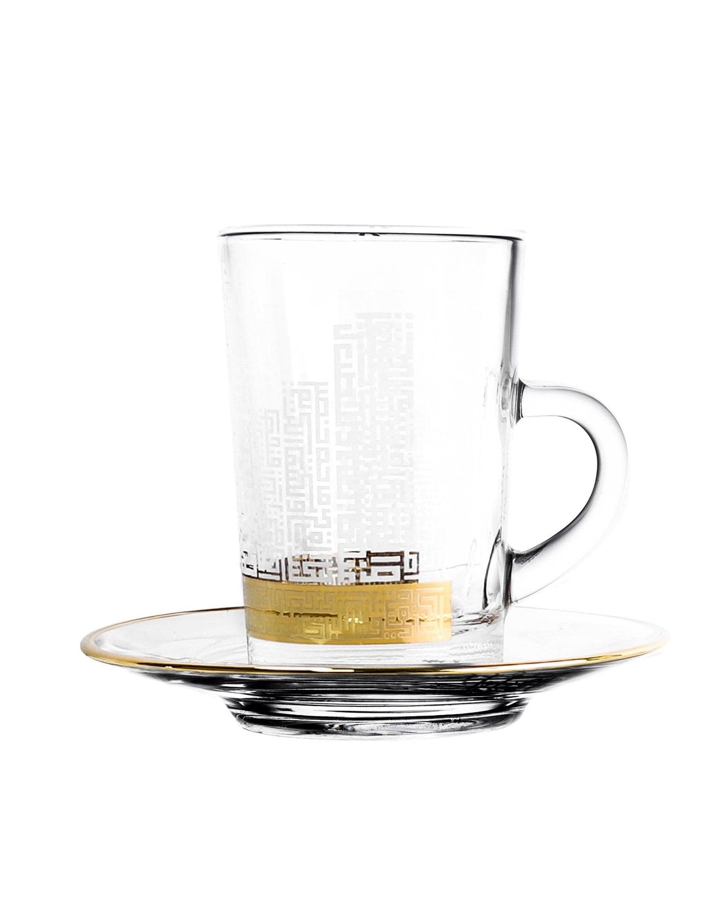 Dimlaj Abraj Tea Cups & Saucers 6Pc Gold