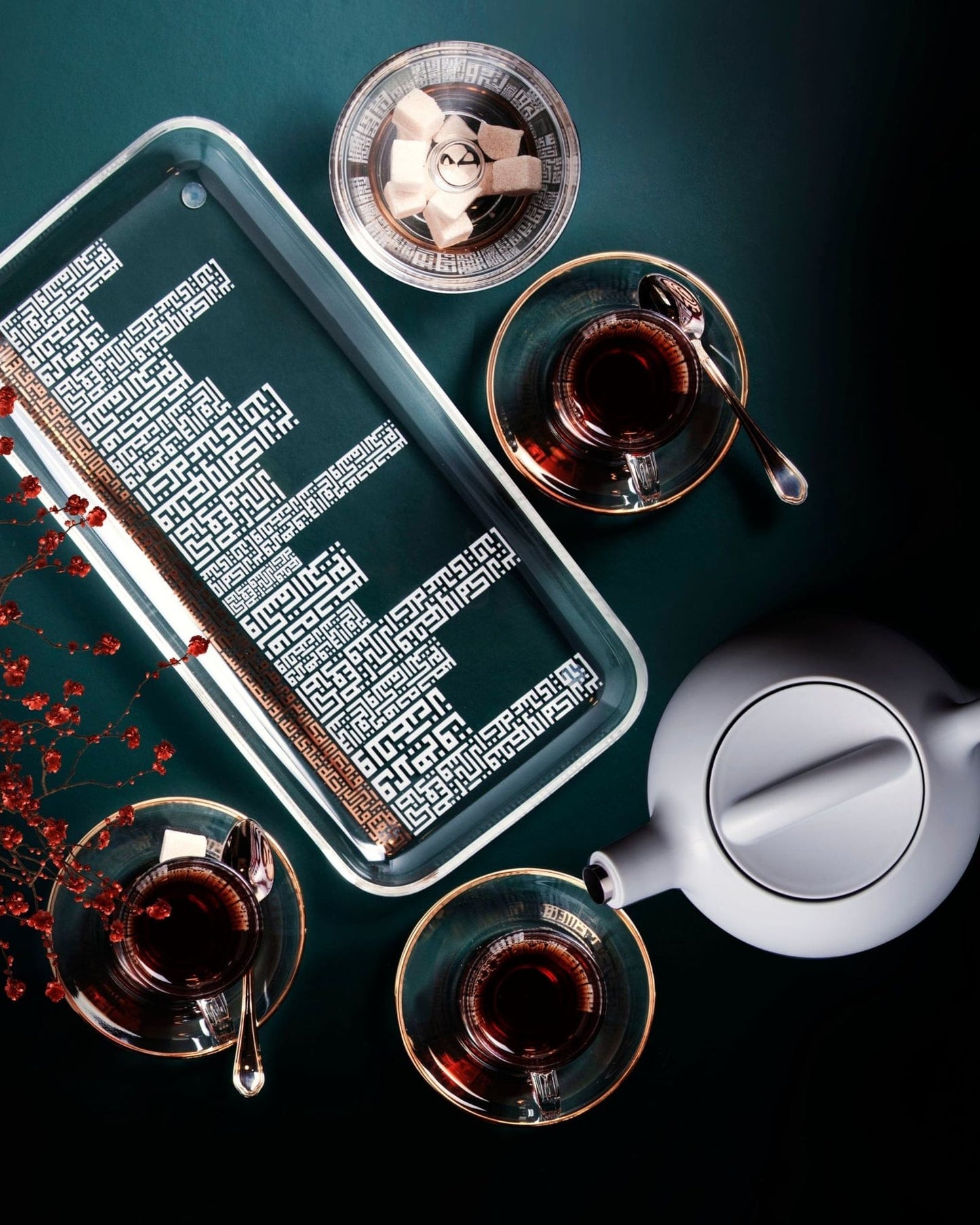 Dimlaj Abraj Tea Cups & Saucers 6Pc Gold