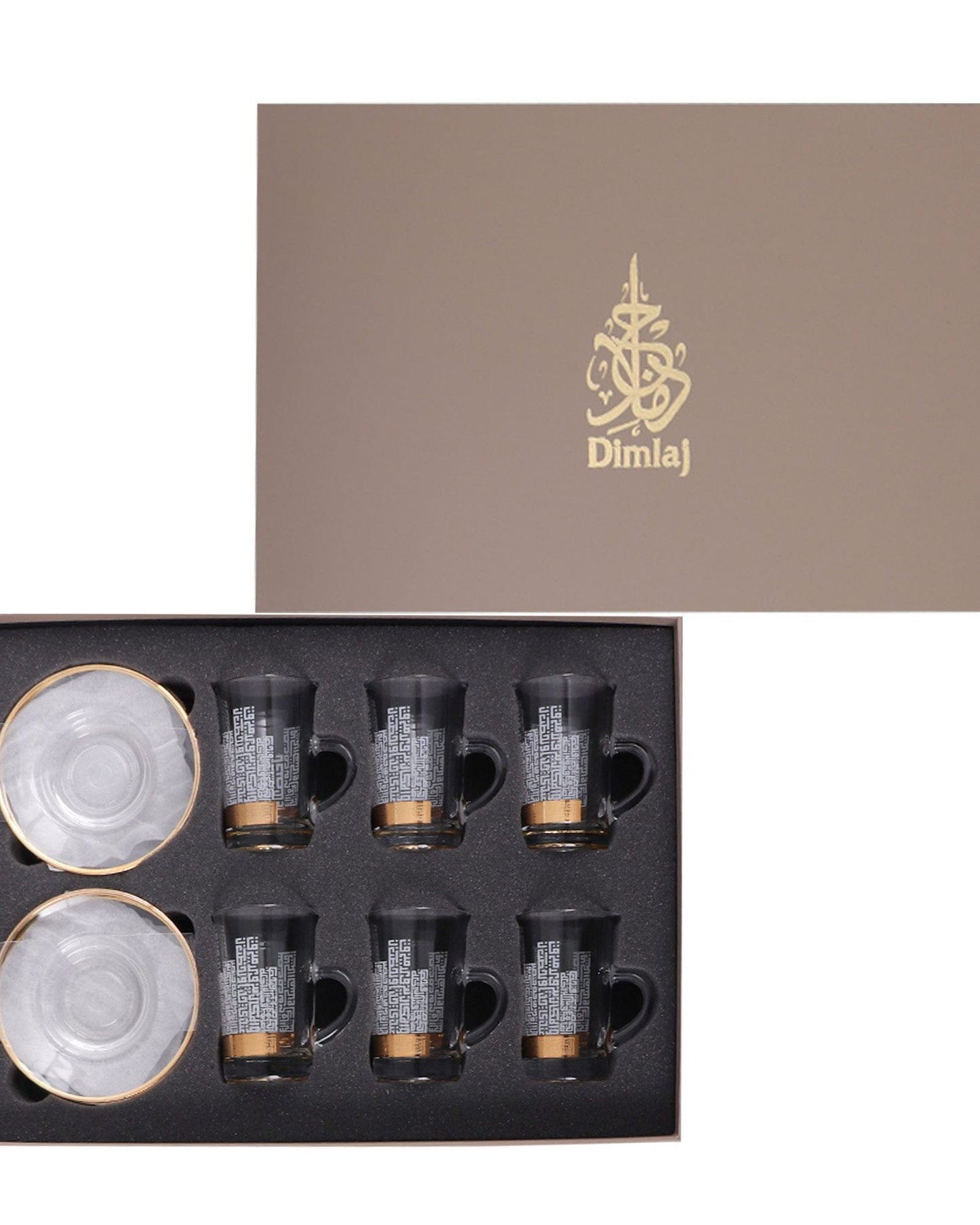 Dimlaj Abraj Tea Cups & Saucers 6Pc Gold