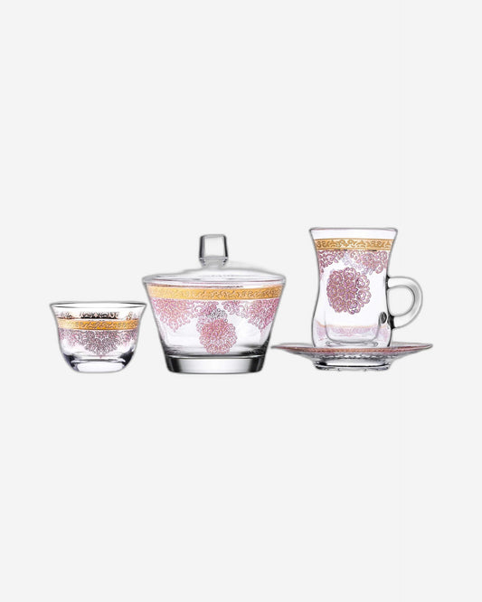 Dimlaj Selena Set of 20 Pcs Assorted Drinkware (Gold & Pink)