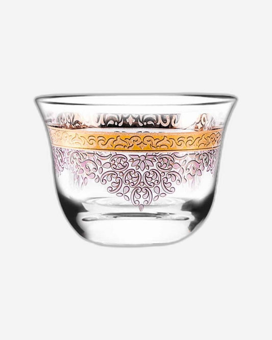 Dimlaj Selena Set of 6 Pcs Cawa Cups (Gold & Pink)