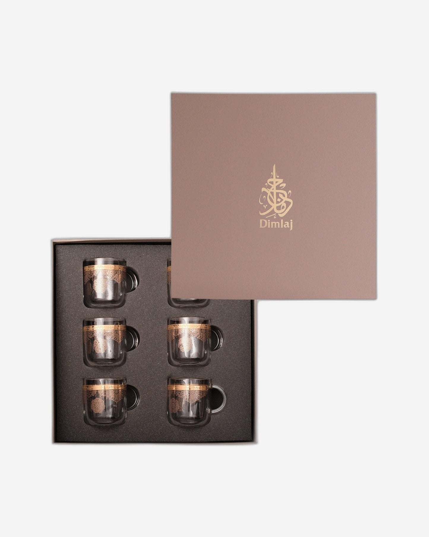 Dimlaj Selena Mugs 6Pc Gold & Pink