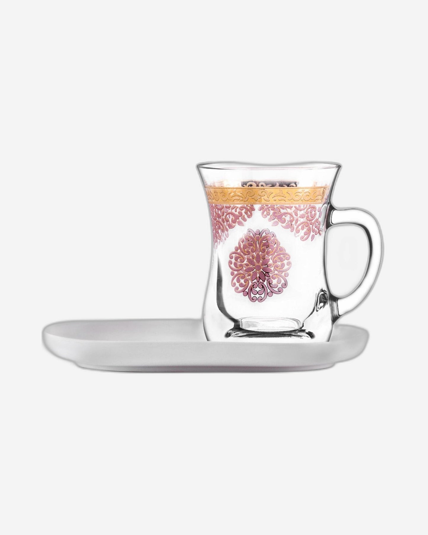 Dimlaj Selena Set of 2 Pcs Mugs and Saucers (Gold & Pink)