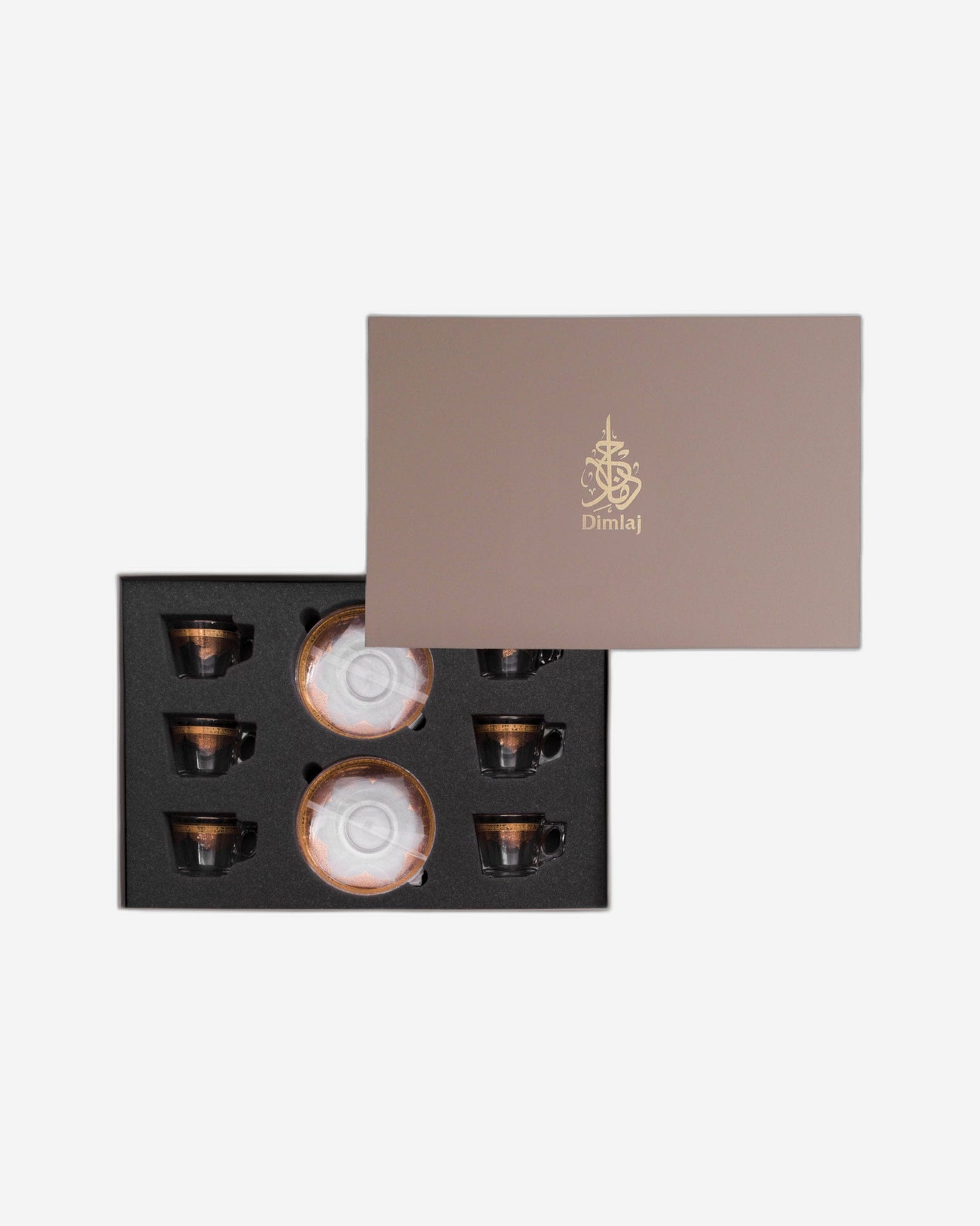 Dimlaj Selena Espresso Set 6Pc Gold & Pink