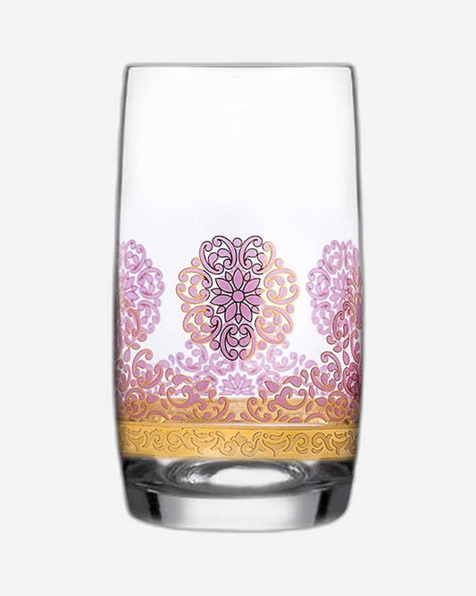 Dimlaj Selena Set of 6 Pcs Crystal Tumblers (Gold & Pink)