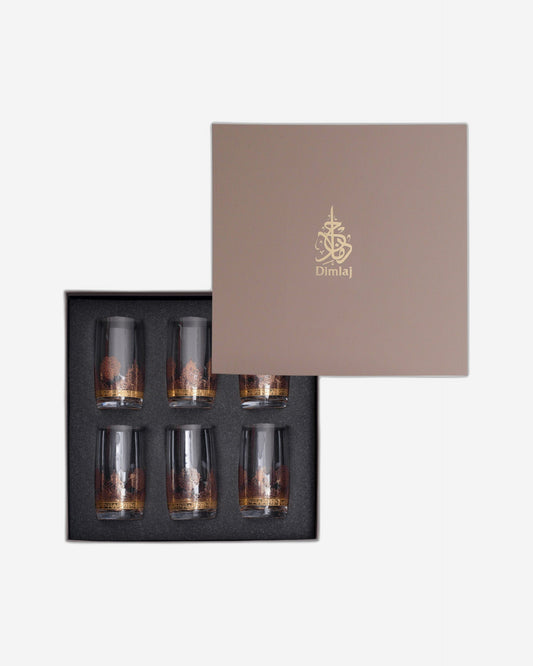 Dimlaj Selena Set of 6 Pcs Crystal Tumblers (Gold & Pink)