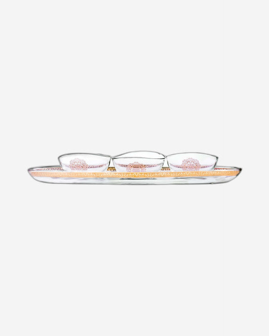 Dimlaj Selena Set of 4 Pcs Serving Bowls (Gold & Pink)