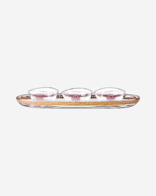 Dimlaj Selena Set of 4 Pcs Serving Bowls (Gold & Pink)