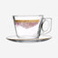 Dimlaj Selena Tea Cups & Saucers 6Pc Gold & Pink