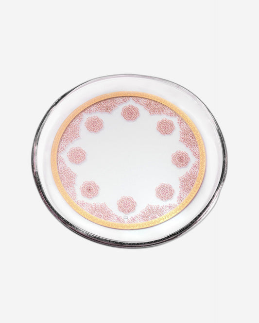 Dimlaj Selena Glass Plate (Gold & Pink)