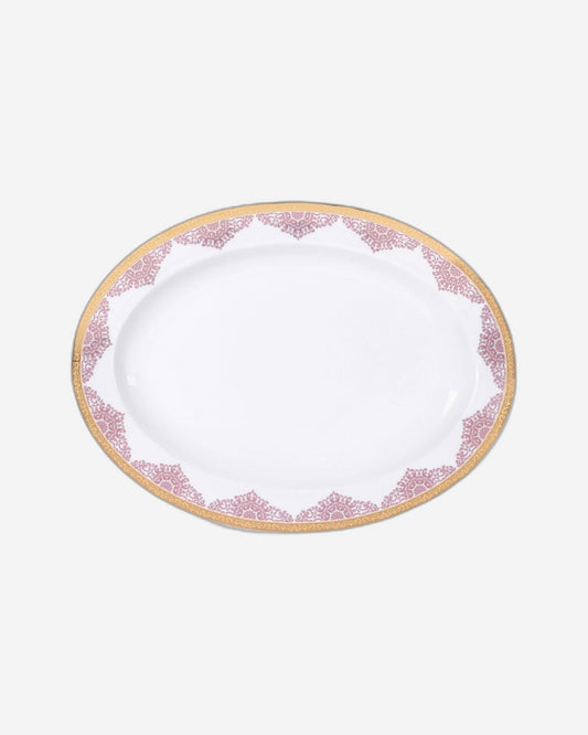 Dimlaj Selena Large Oval Charger Plate (Gold & Pink)