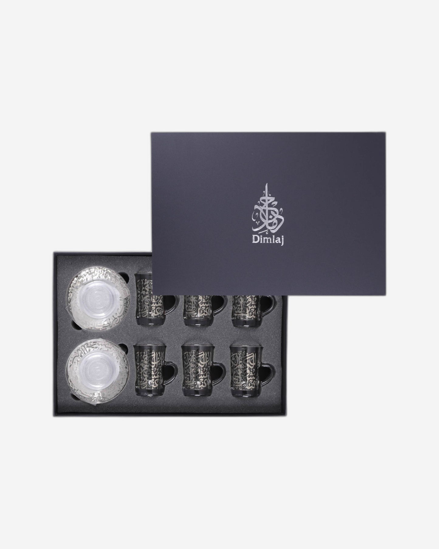 Dimlaj Kareem Tea Cups & Saucers 6Pc Platinum