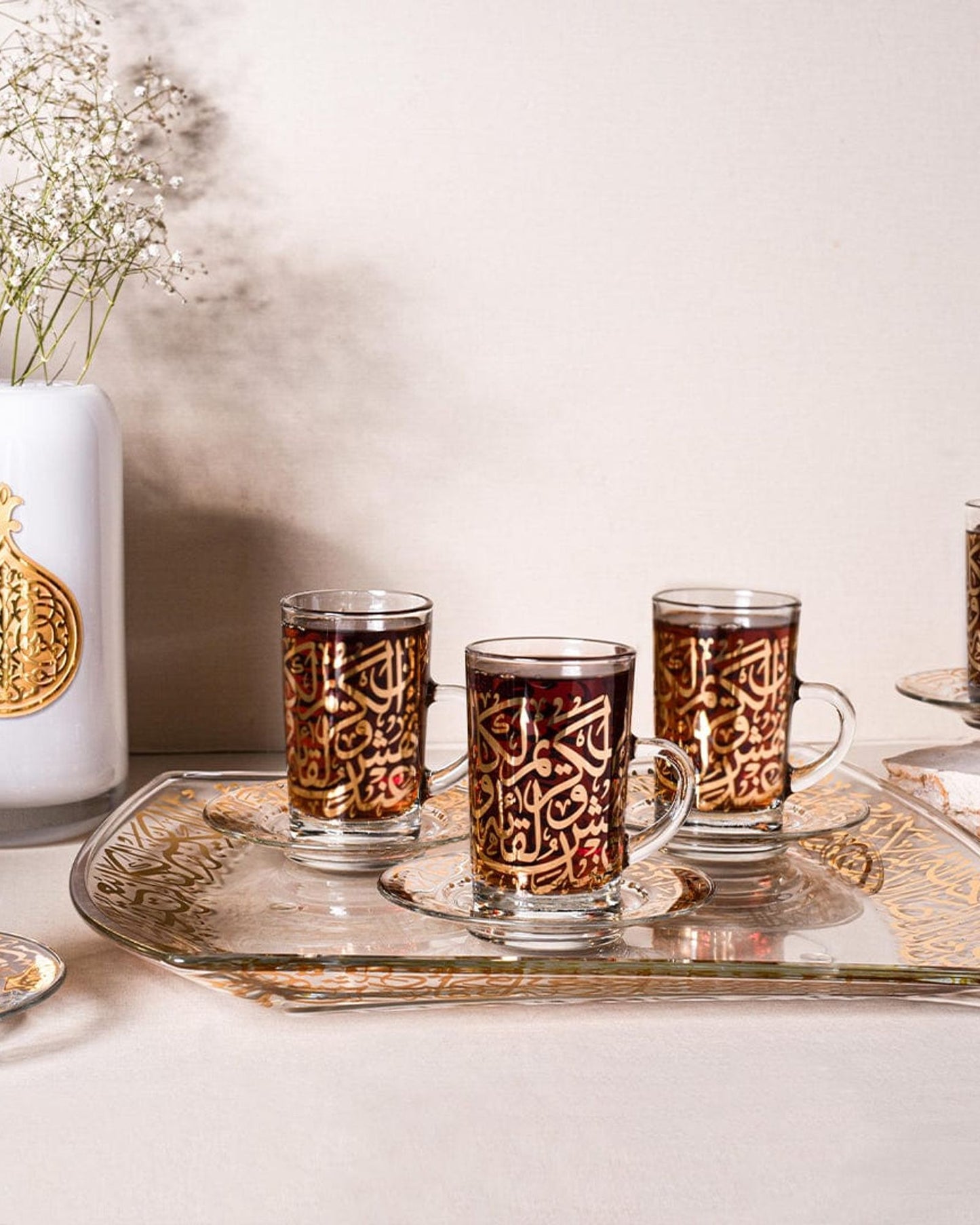 Dimlaj Kareem Tea Cups & Saucers 6Pc Gold