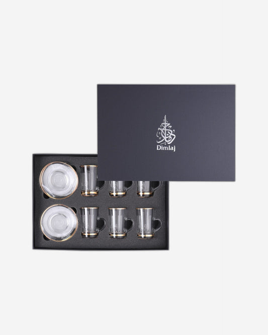 Dimlaj Asala Set of 6 Pcs Tea Cups and Saucers (Gold)