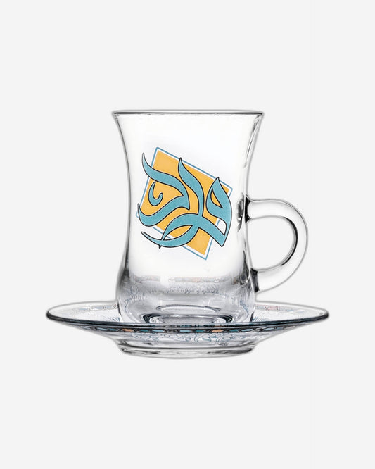 Dimlaj Wurood Set of 6 Pcs Tea Cups And Saucers (Gold & Green)