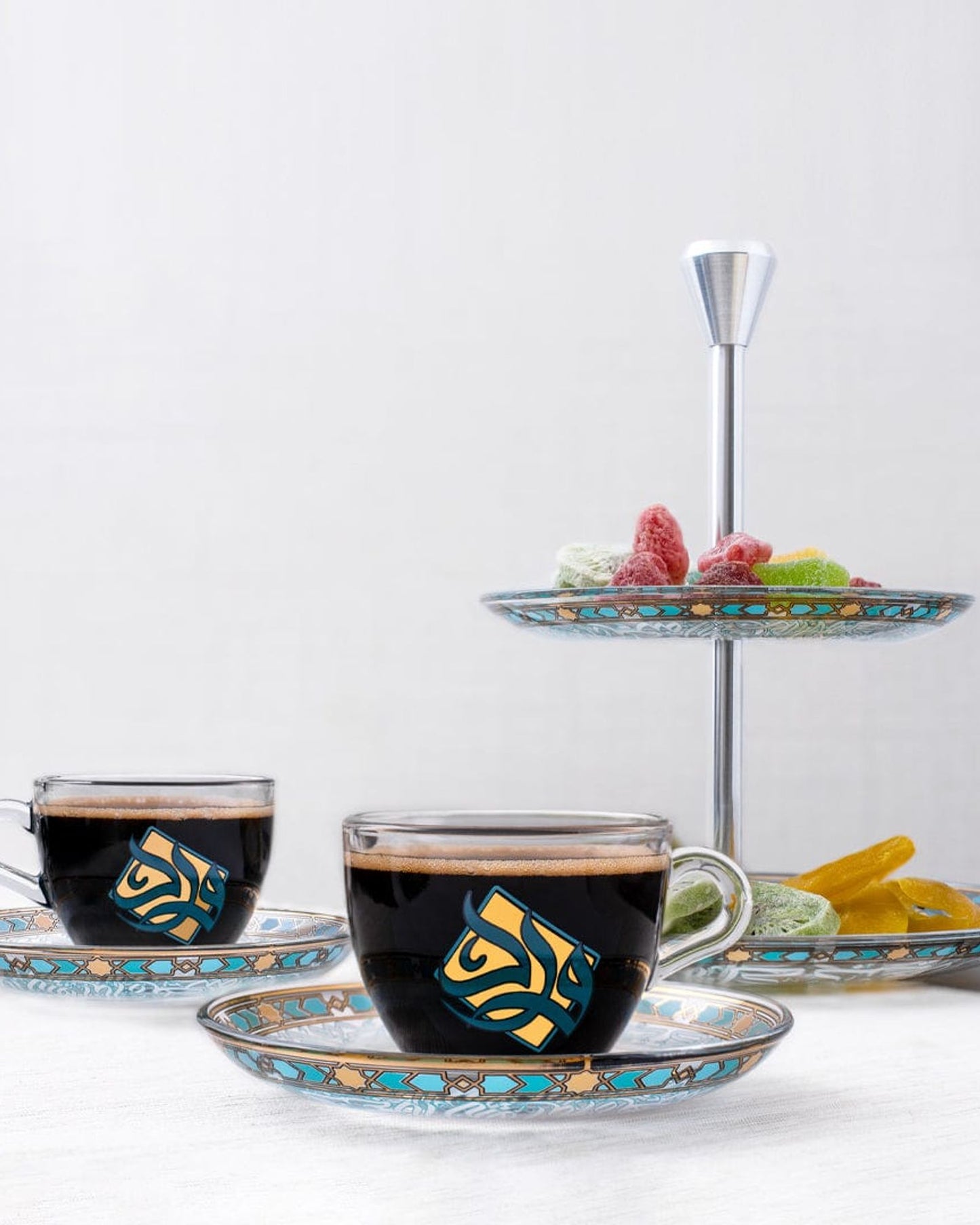 Dimlaj Wurood Espresso Set 6Pc Gold & Green