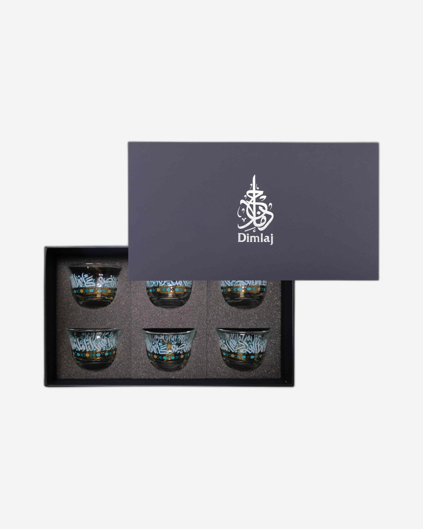 Dimlaj Wurood Cawa Cups 6Pc Gold & Green