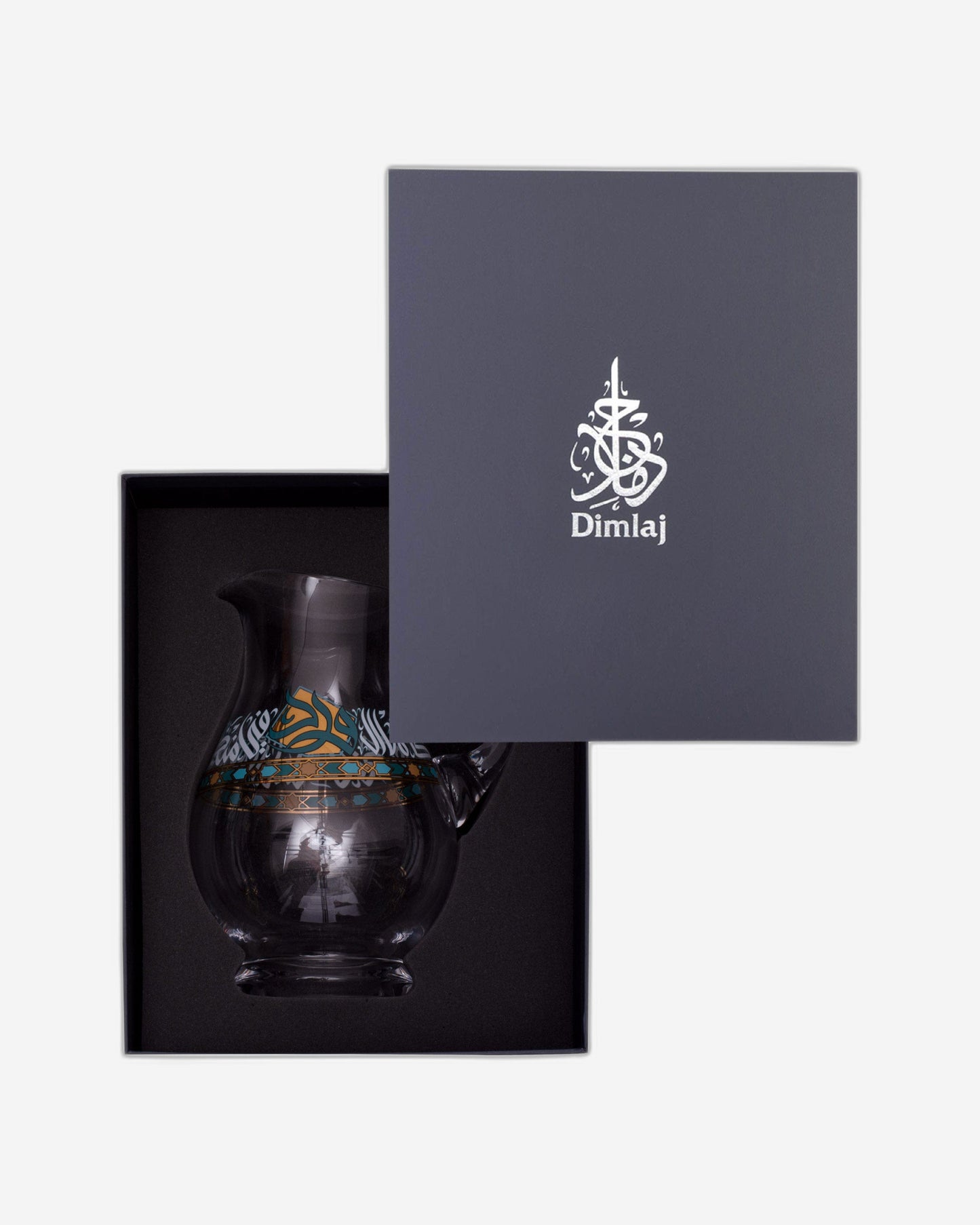 Dimlaj Wurood Jug Crystal with Handle Gold & Green