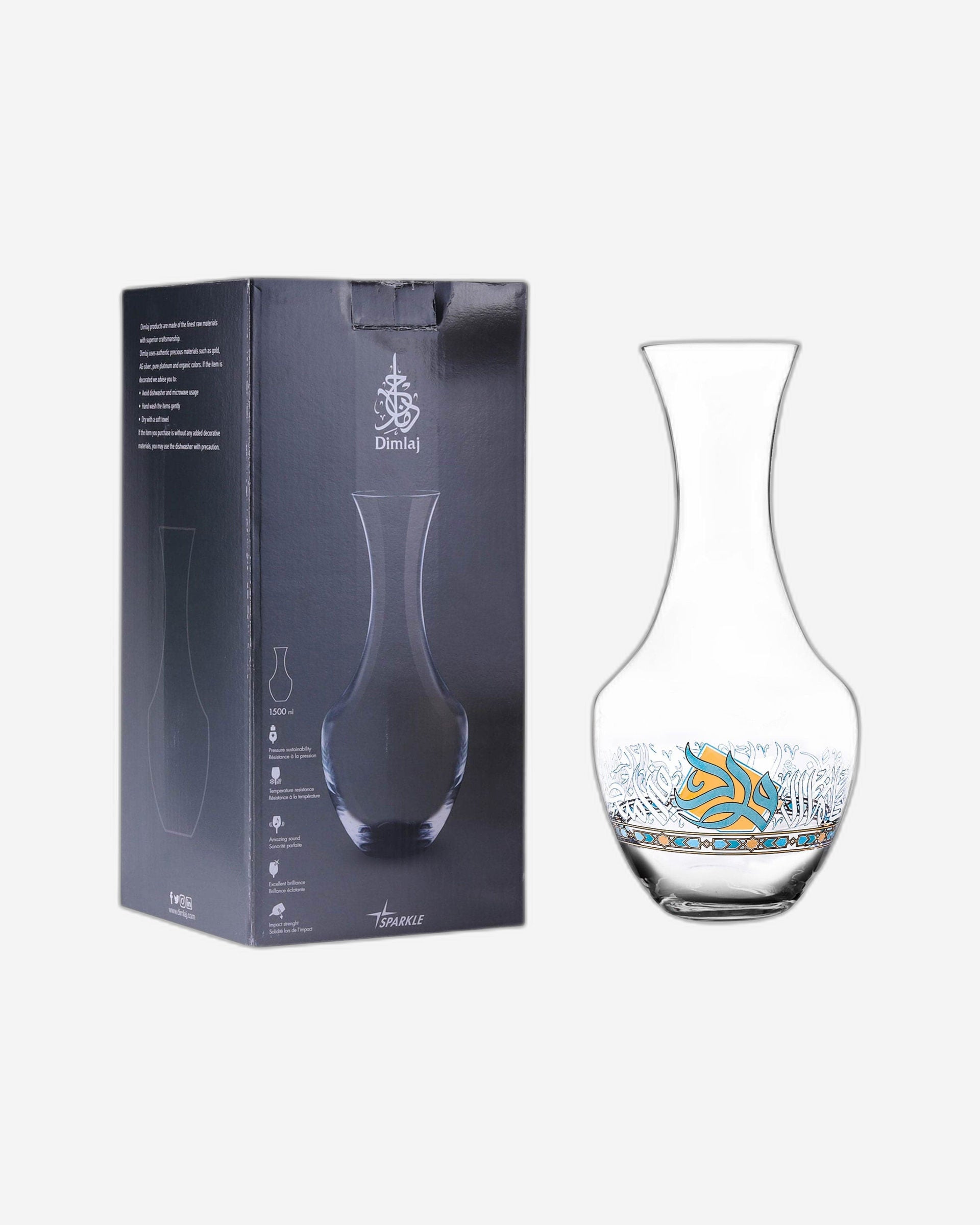 Dimlaj Wurood Crystal Decanter (Gold & Green)
