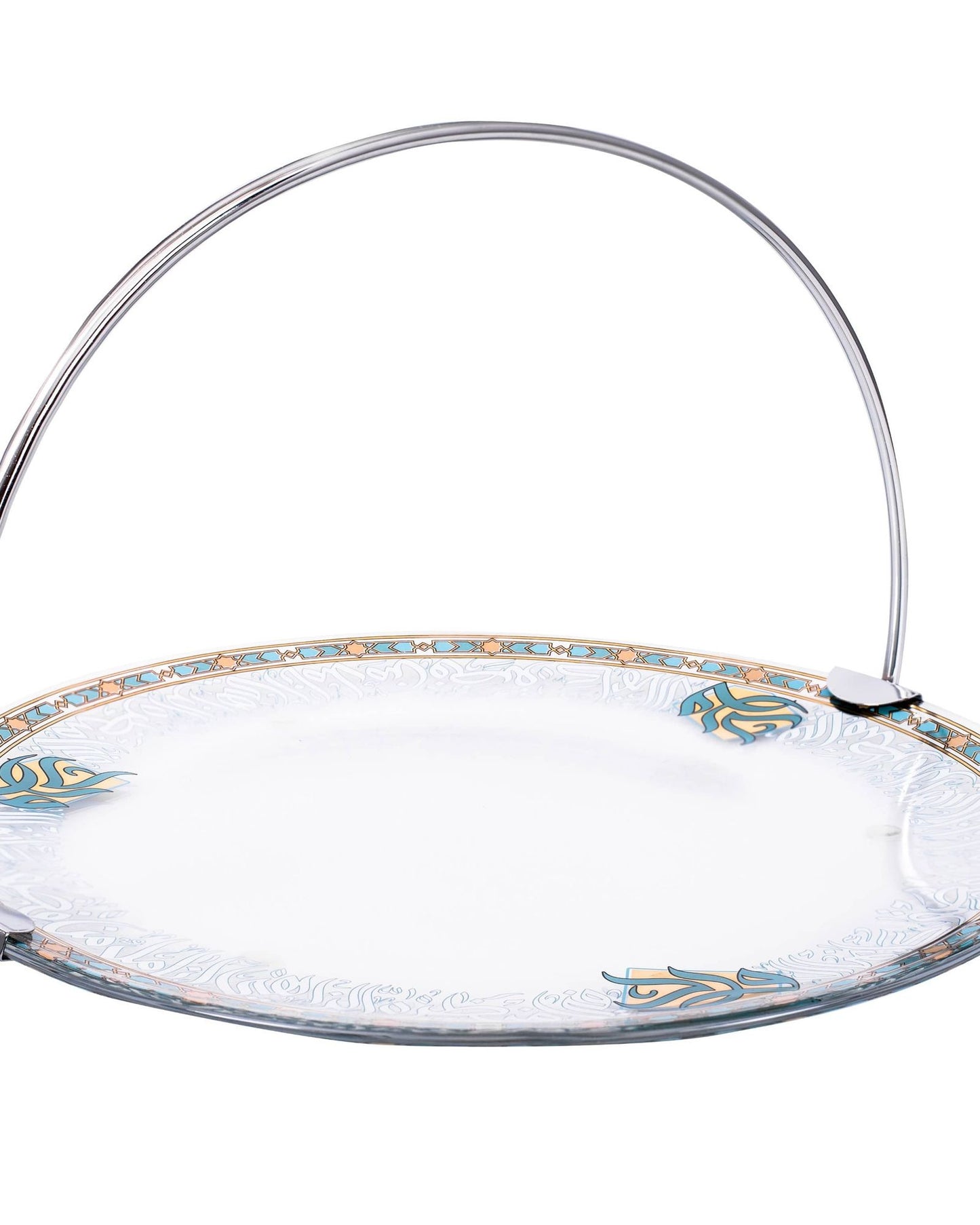Dimlaj Wurood Serving Tray with Handle Gold & Green