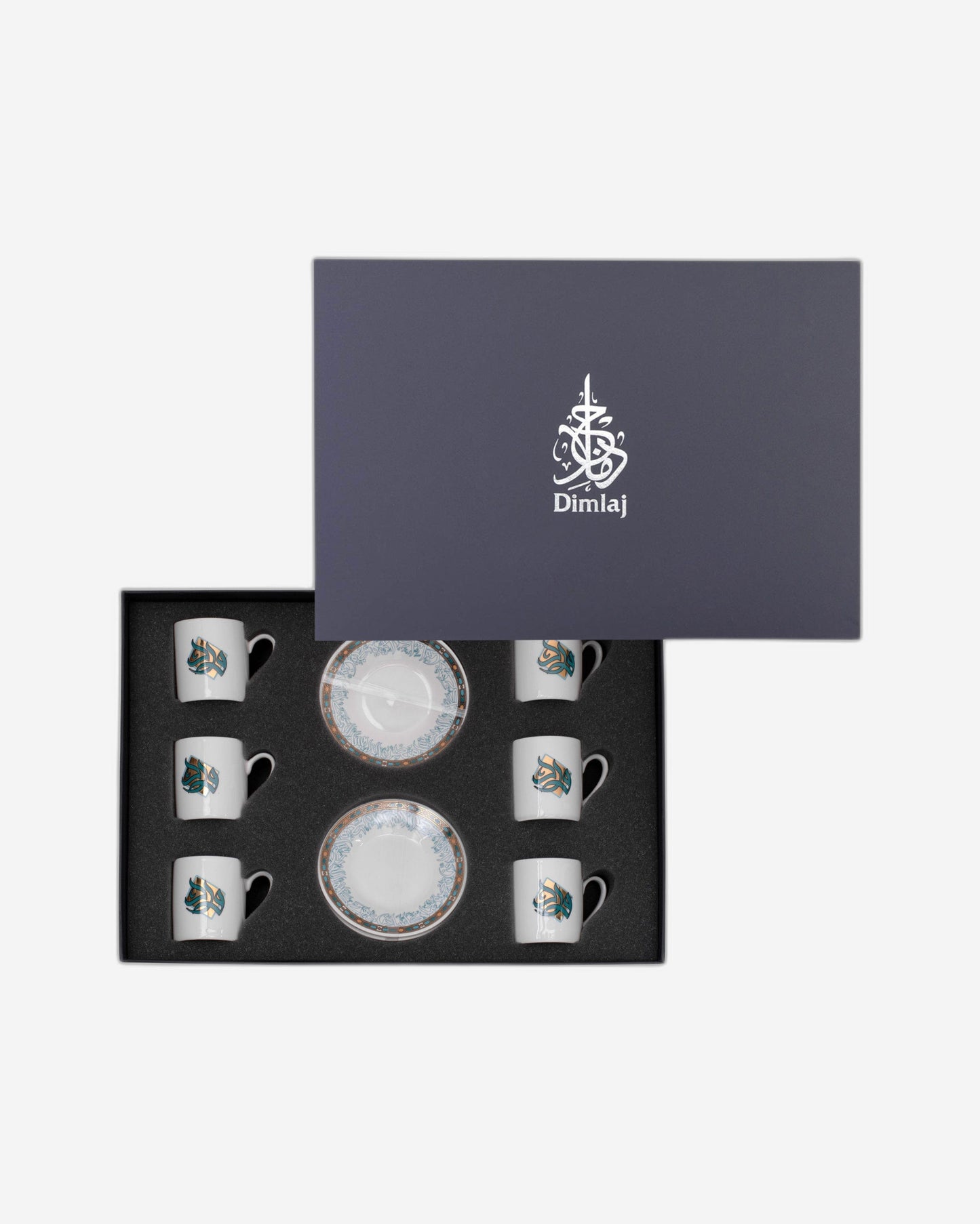 Dimlaj Wurood Turkish Coffee Cups Gold & Green