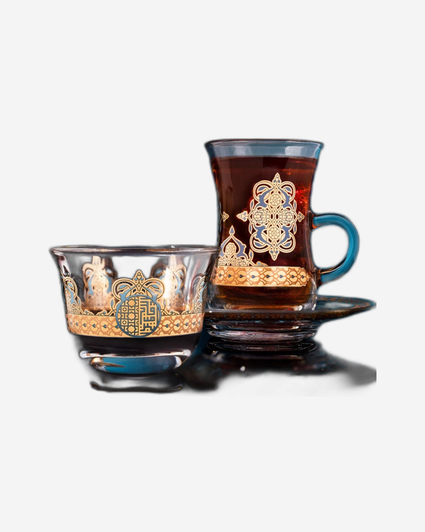 Dimlaj Rayhan Tea Istikanas & Saucers 6Pc Gold