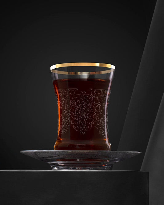 Dimlaj Perla Set of 6 Pcs Tea Cups and Saucers (Gold)