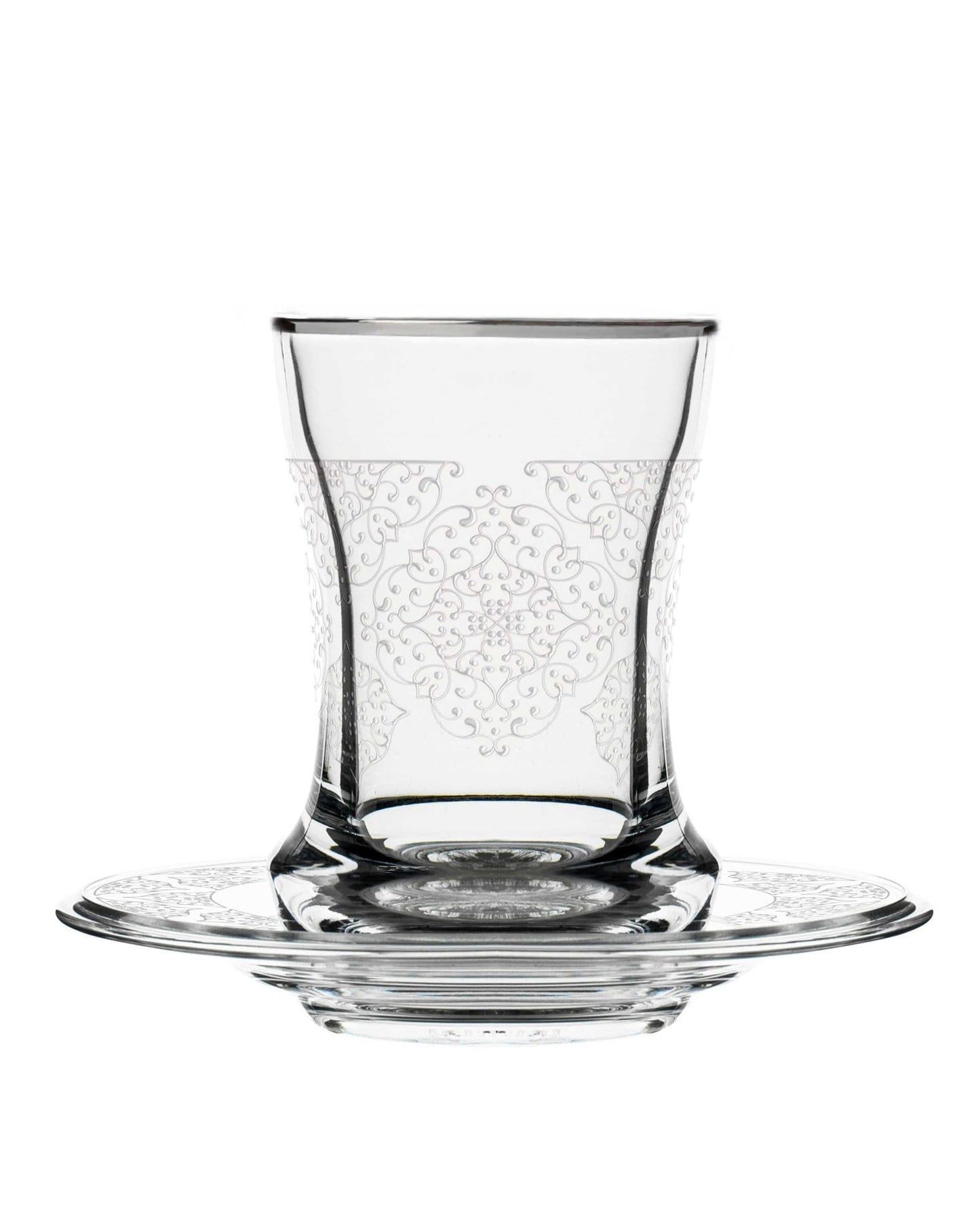 Dimlaj Perla Tea Cups & Saucers 6Pc Platinum