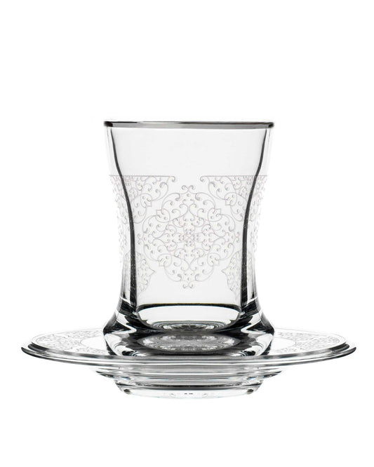 Dimlaj Perla Set of 6 Pcs Tea Cups and Saucers (Platinum)