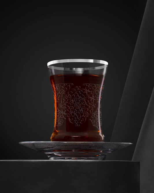 Dimlaj Perla Set of 6 Pcs Tea Cups and Saucers (Platinum)