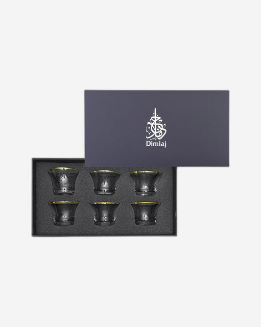 Dimlaj Perla Set of 6 Pcs Crystal Cawa Cups (Gold)