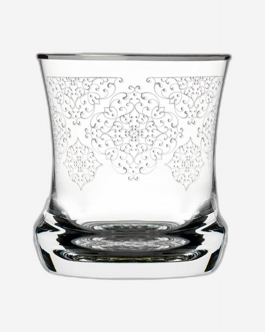 Dimlaj Perla Set of 6 Pcs Short Crystal Tumblers (Platinum)