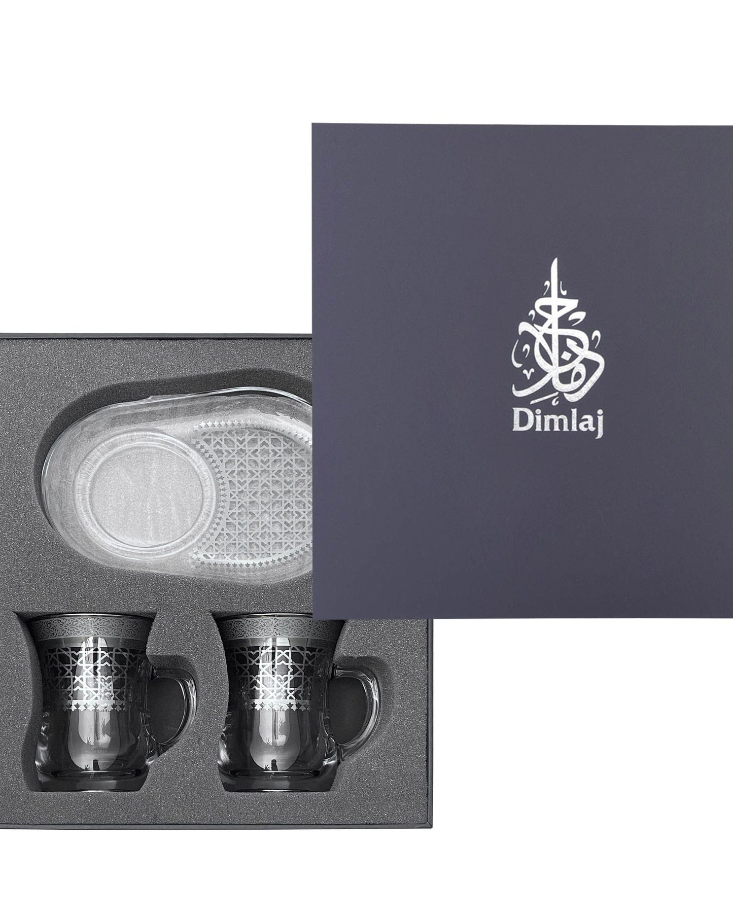 Dimlaj Cordoba Set of 2 Pcs Mug and Saucer (Platinum)