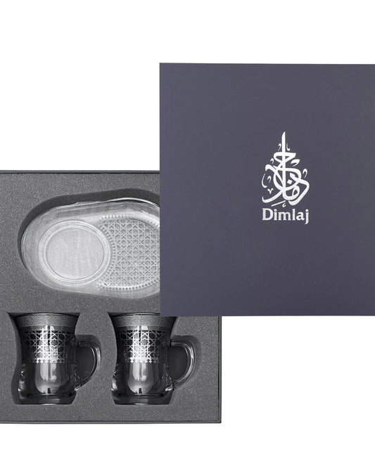 Dimlaj Cordoba Set of 2 Pcs Mug and Saucer (Platinum)