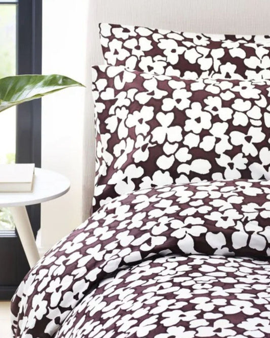 Jasper Conran "Abstract Floral Print" Duvet Cover Set in Chocolate