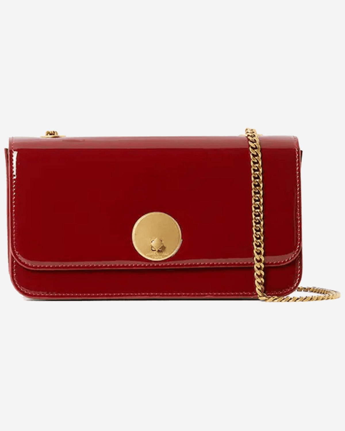 Celia Patent Chain Strap Evening Bag in Red